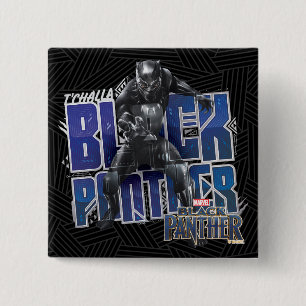 Black Panther   T'Challa - Black Panther Graphic 2 Inch Square Button