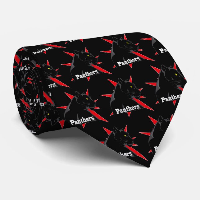 Black Panther Team Mascot  on Any Colour Necktie (Rolled)