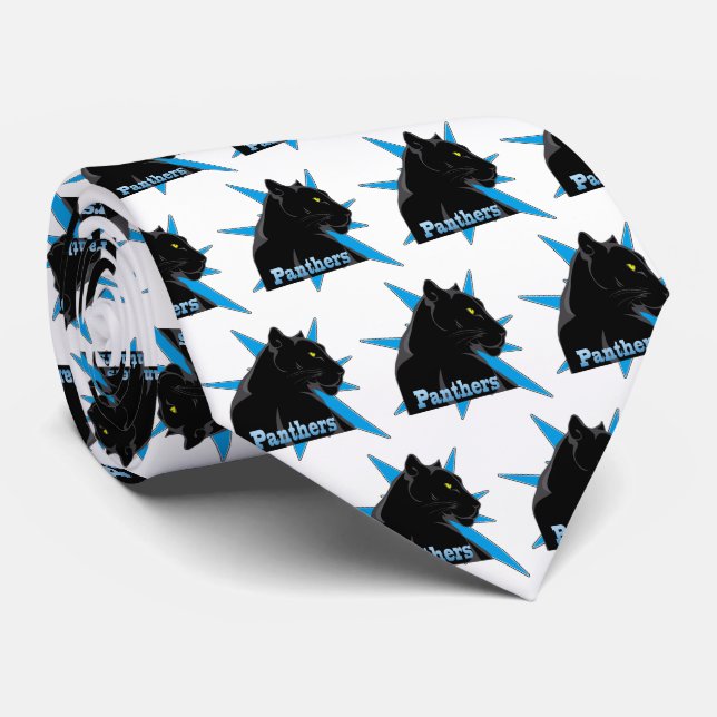 Black Panther Team Mascot  on Any Colour Necktie (Rolled)