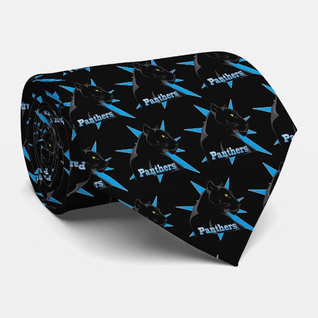 Black Panther Team Mascot  on Any Colour Necktie (Rolled)