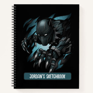 Black Panther Tearing Through Drawing Notebook