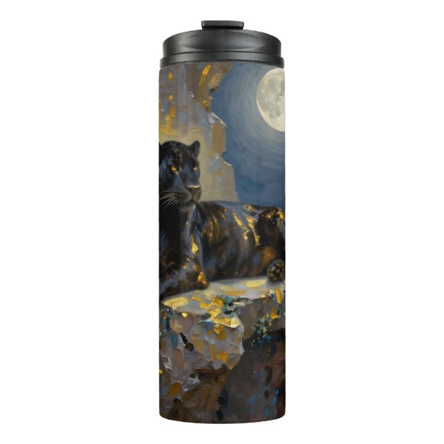 Black Panther under the Full Moon  Thermal Tumbler (Front)