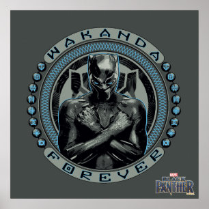 Black Panther Wakanda Forever Badge Poster