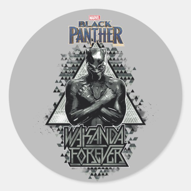 Black Panther | "Wakanda Forever" Graphic Classic Round Sticker (Front)