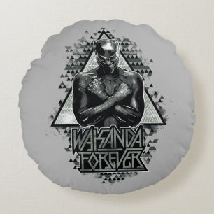 Black Panther   "Wakanda Forever" Graphic Round Pillow