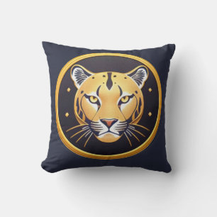 Black Panther with Intricate Artistic Details Throw Pillow