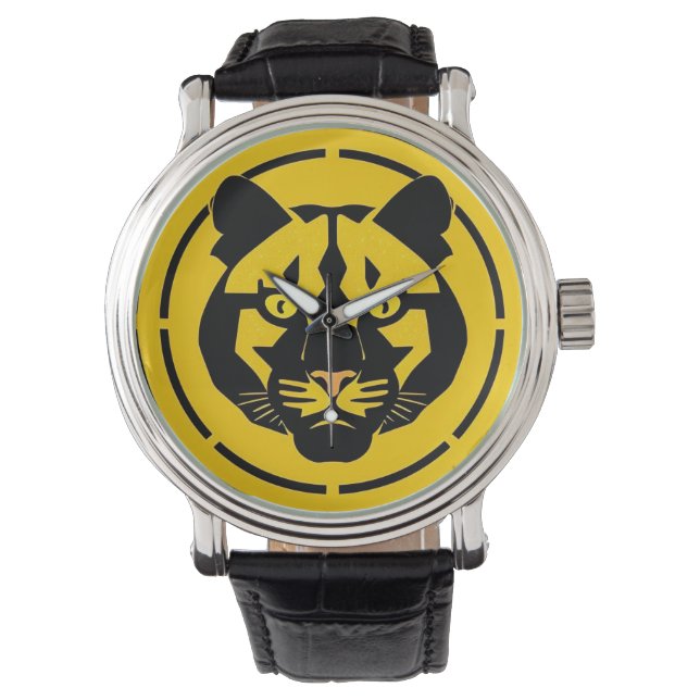 Black Panther with Intricate Artistic Details Watch (Front)