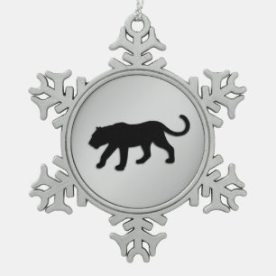 Black Panther Xmas Snowflake Pewter Christmas Ornament