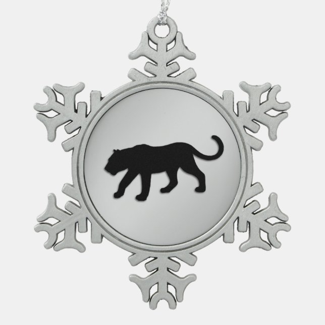 Black Panther  Xmas Snowflake Pewter Christmas Ornament (Front)