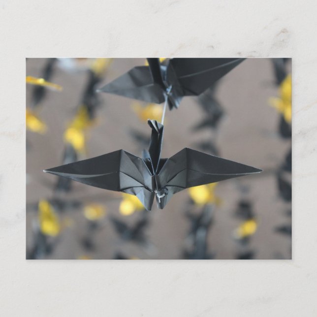 Black Paper Cranes Postcard (Front)