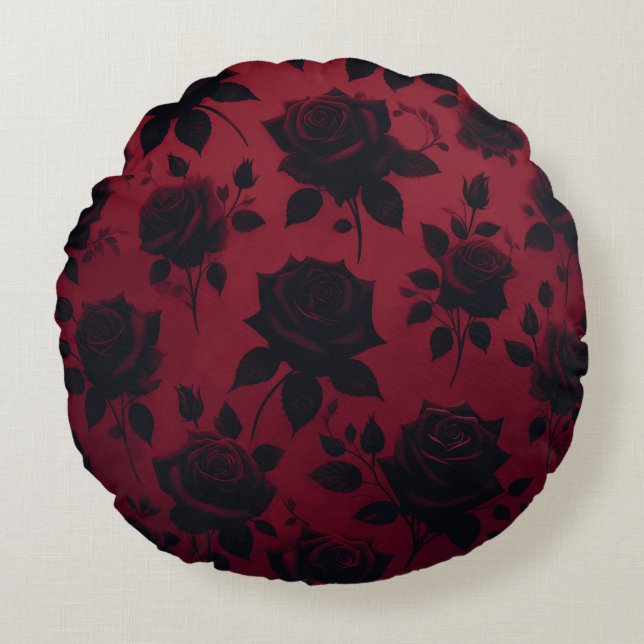 Black Paradise Round Pillow (Front)