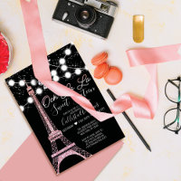 Black Paris Eiffel Tower Glitter Lights Sweet 16
