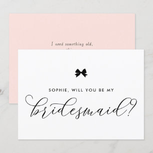 Black Parisian Bow Will You Be My Bridesmaid Invitation
