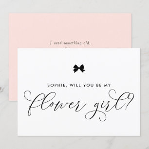 Black Parisian Bow Will You Be My Flower Girl Invitation