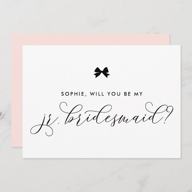 Black Parisian Bow Will You Be My Jr. Bridesmaid Invitation (Front/Back)