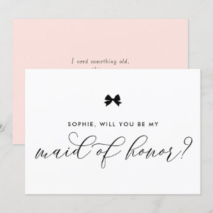 Black Parisian Bow Will You Be My Maid of Honour Invitation