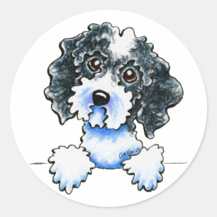 Black Parti Cockapoo Lined Up Classic Round Sticker