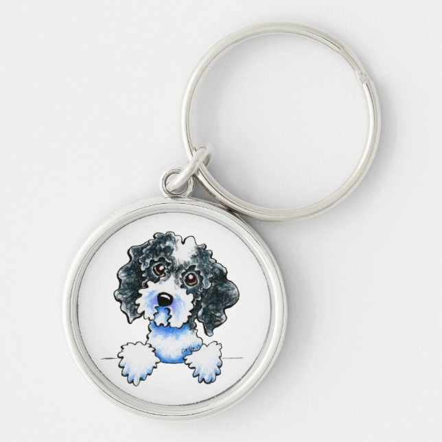Black Parti Cockapoo Lined Up Keychain (Front)