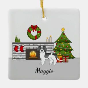 Black Parti-colour Mini Goldendoodle Christmas Roo Ceramic Ornament