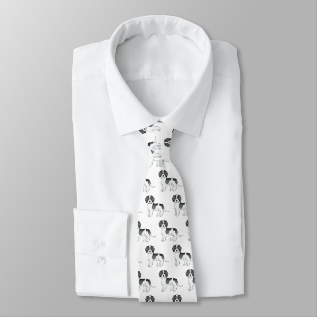 Black Parti-colour Mini Goldendoodle Dog Pattern Tie (Tied)