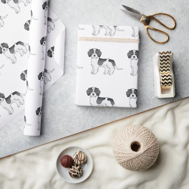 Black Parti-colour Mini Goldendoodle Dog Pattern Wrapping Paper (Crafts)