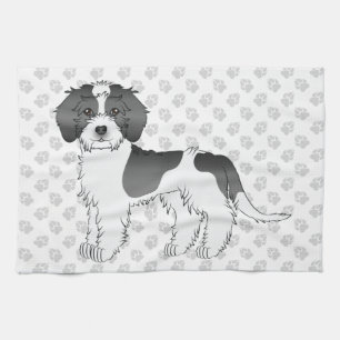 Black Parti-colour Mini Goldendoodle Dog & Paws Kitchen Towel