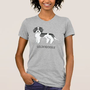 Black Parti-colour Mini Goldendoodle Dog & Text T-Shirt