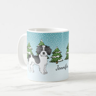 Black Parti-colour Mini Goldendoodle Winter Forest Coffee Mug