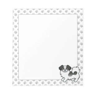 Black Parti-Colour Tibetan Spaniel Cute Cartoon Do Notepad