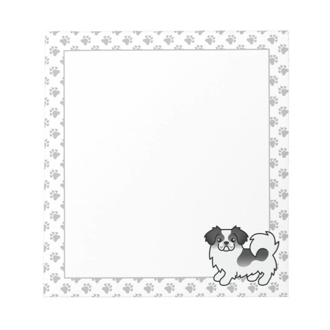 Black Parti-Colour Tibetan Spaniel Cute Cartoon Do Notepad (Front)
