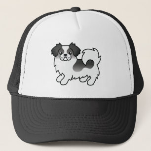 Black Parti-Colour Tibetan Spaniel Cute Cartoon Do Trucker Hat