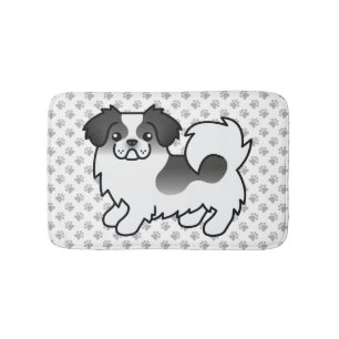 Black Parti-Colour Tibetan Spaniel Cute Dog & Paws Bath Mat