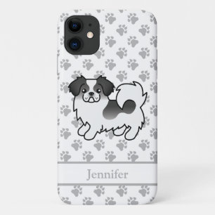 Black Parti-Colour Tibetan Spaniel Dog & Name iPhone 11 Case