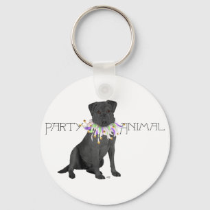 Black Party Animal Labrador Retriever Keychain