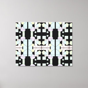 Black & Pastel Geometric Abstract Art Canvas Print