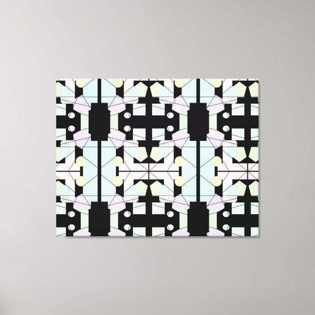 Black & Pastel Geometric Abstract Art Canvas Print (Front)