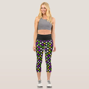 Black Pastel Ombre Stars Capri Leggings