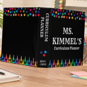Black Pastels Crayons Curriculum Teacher Planner Binder