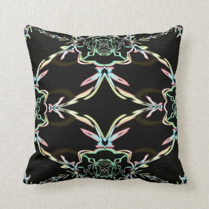 Black Pastels Fractal Throw Pillow