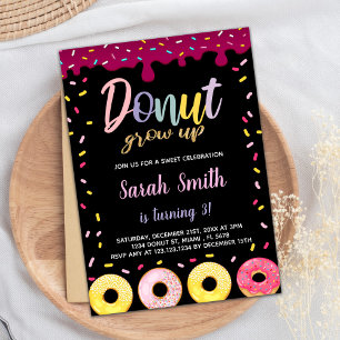 Black Pastil Color Donut Invitations d'anniversair