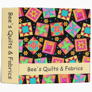 Black Patchwork Quilt Art Business Album Binder