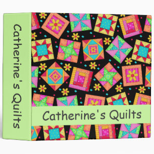 Black Patchwork Quilt Art Name Personalized Album Binder