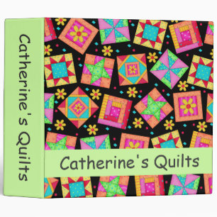 Black Patchwork Quilt Art Name Personalized Album Binder
