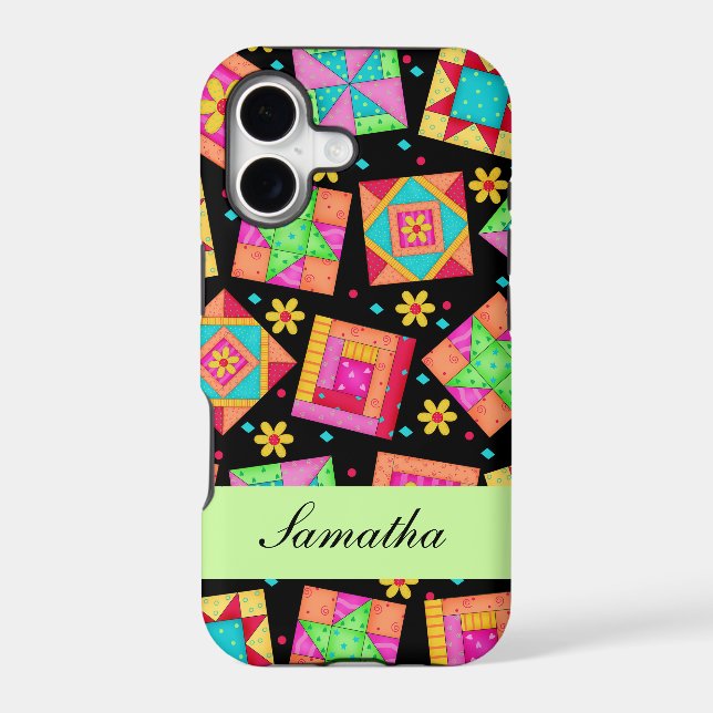 Black Patchwork Quilt Block Name Personalized (Back)