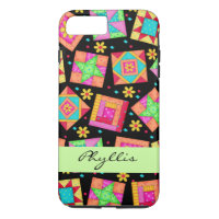 Black Patchwork Quilt Block Name Personalized