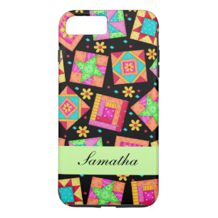 Black Patchwork Quilt Block Name Personalized iPhone 8 Plus/7 Plus Case