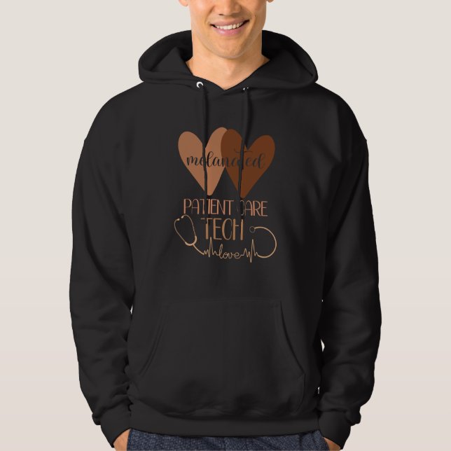 Black Patient Care Tech Melanated Patient Care Tec Hoodie (Front)