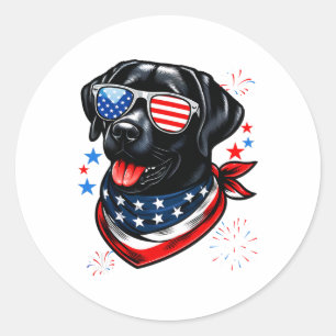 Black Patriotic American Labrador Retriever 4th Of Classic Round Sticker