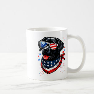 Black Patriotic American Labrador Retriever 4th Of Coffee Mug