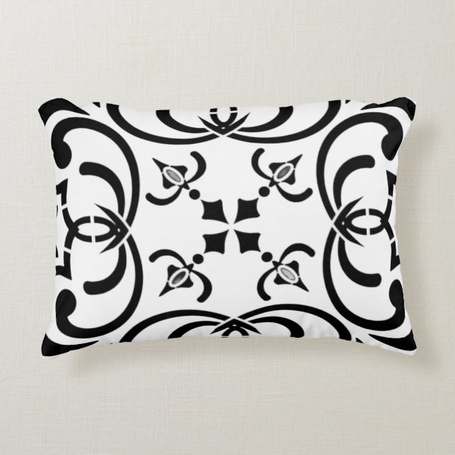 Black pattern accent pillow (Front)